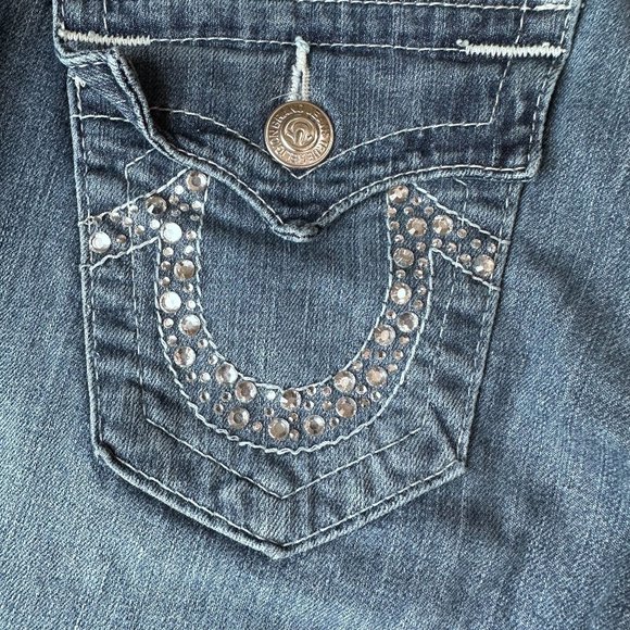 TRUE RELIGION RHINESTONE STRAIGHT LOW-RISE JEANS - Picture 2 of 5